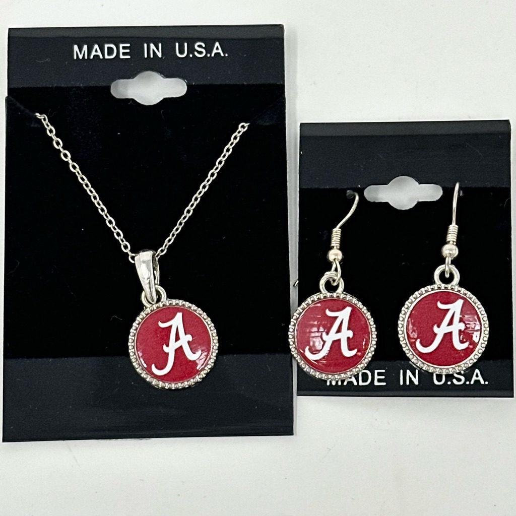 University Of Alabama Crimson Tide Necklace Earrings Set